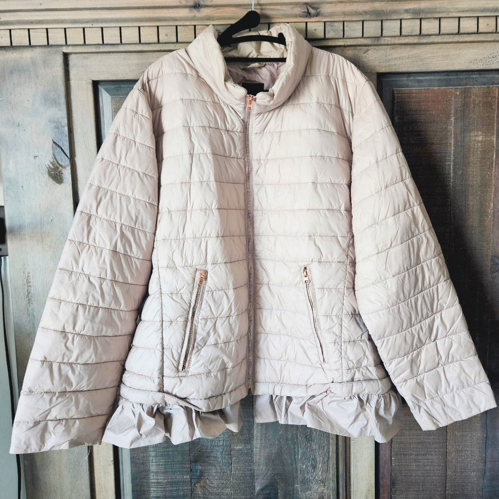 Lane Bryant Peplum Packable Puffer Jacket ThermoPlum Technology 26/28 H12143
